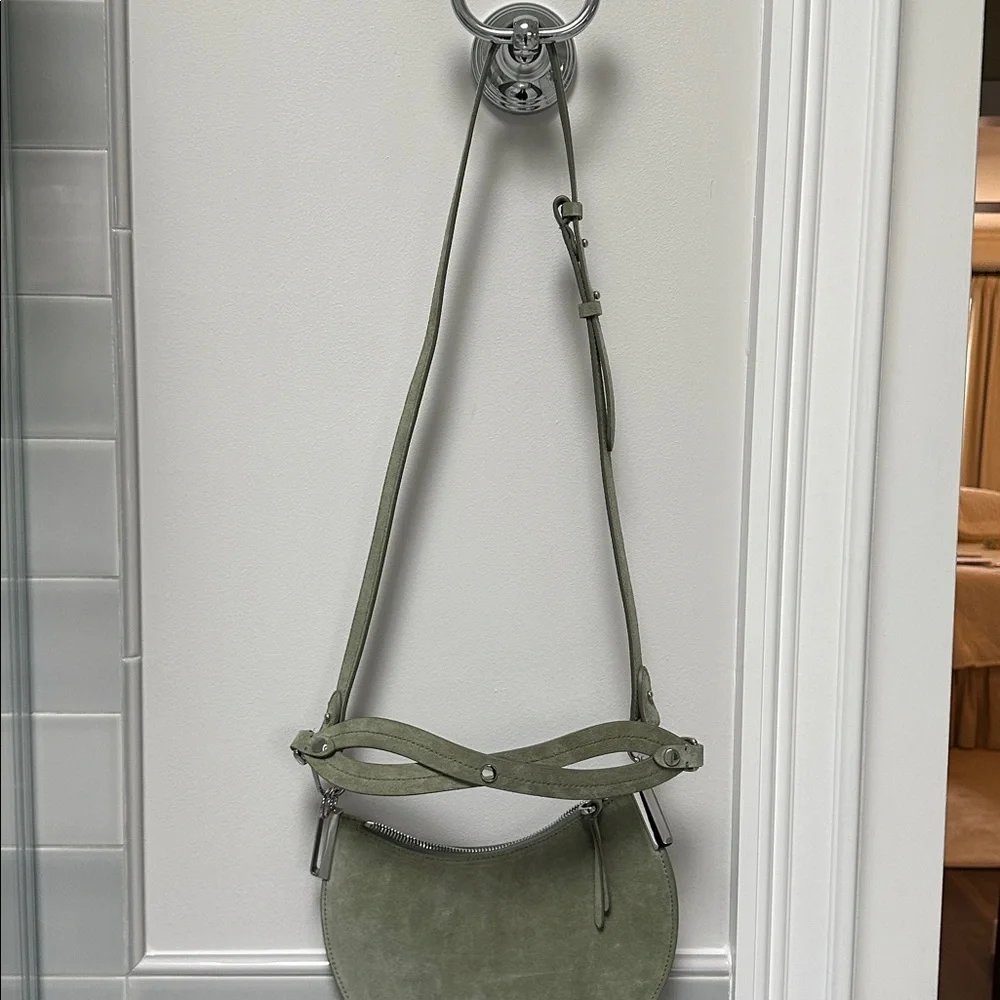 Coccinelle Purse NWT light green suede Italian wear on shoulder wrist crossbody - Picture 9 of 15